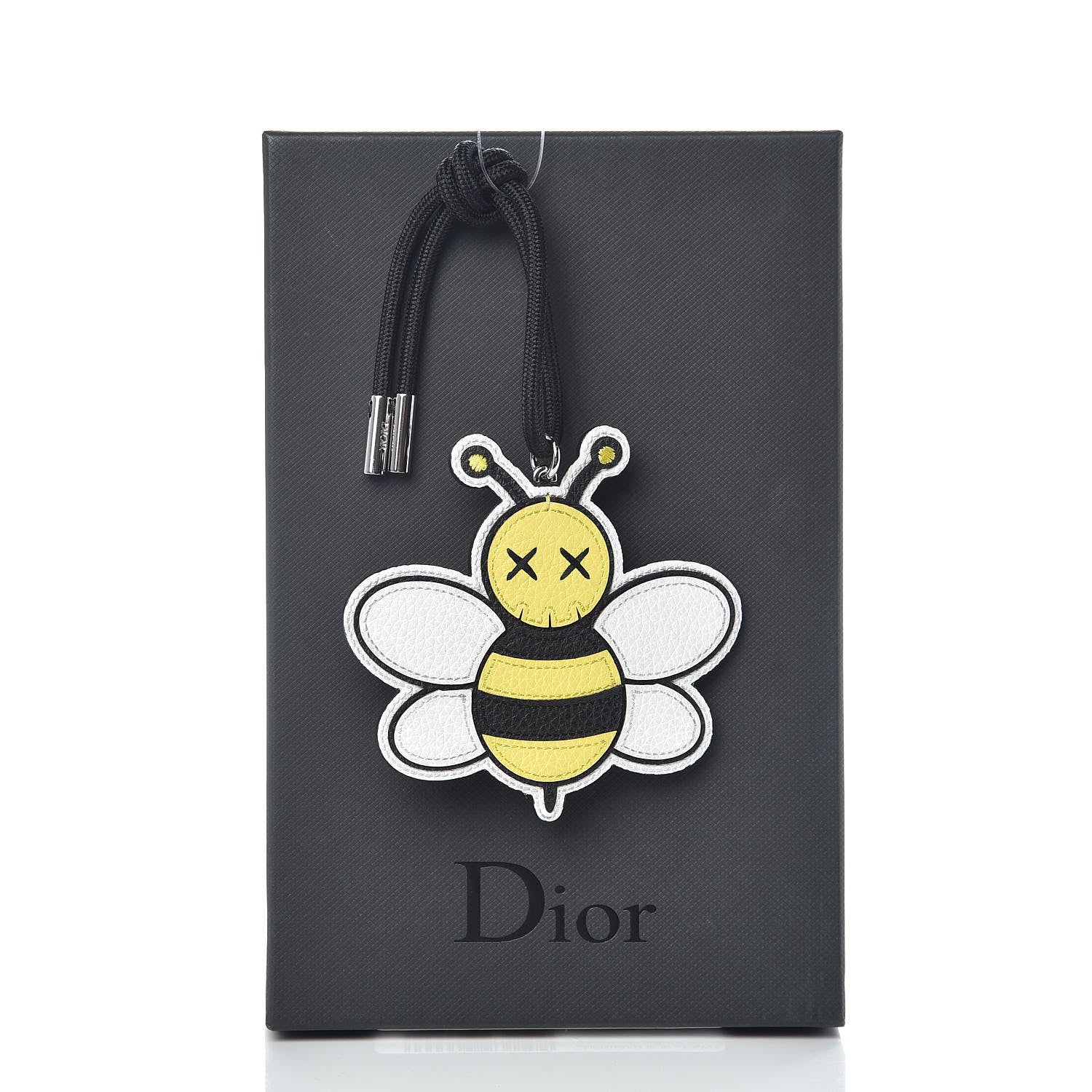 Christian Dior x KAWS Grained Calfskin Bee Charm Key Ring Yellow 4 of 4