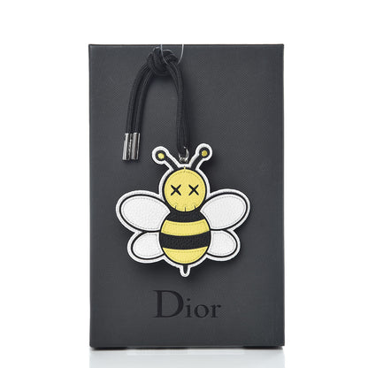 Christian Dior x KAWS Grained Calfskin Bee Charm Key Ring Yellow 4 of 4
