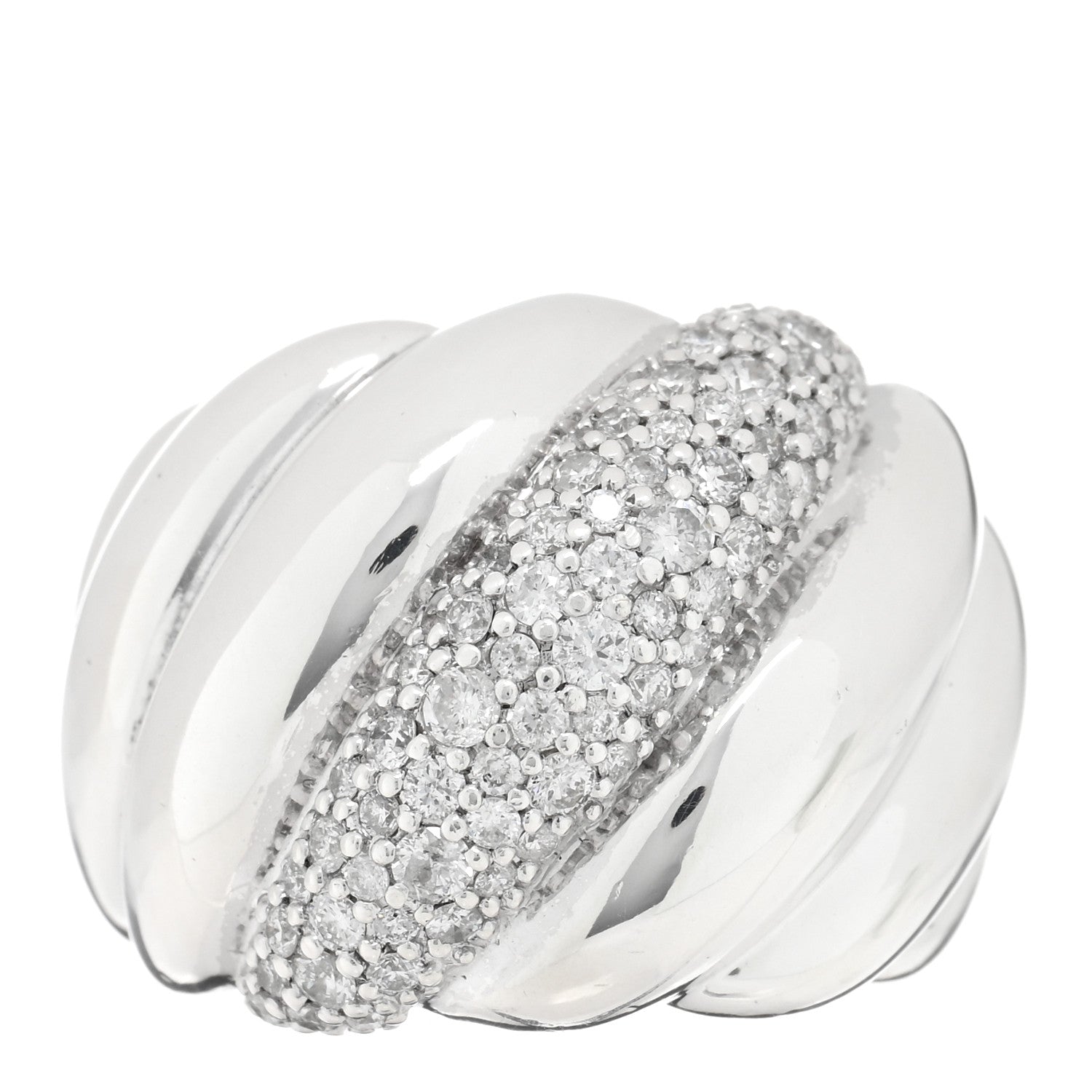 David Yurman Sterling Silver Diamond Hampton Cable Ring 54 7 1 of 4