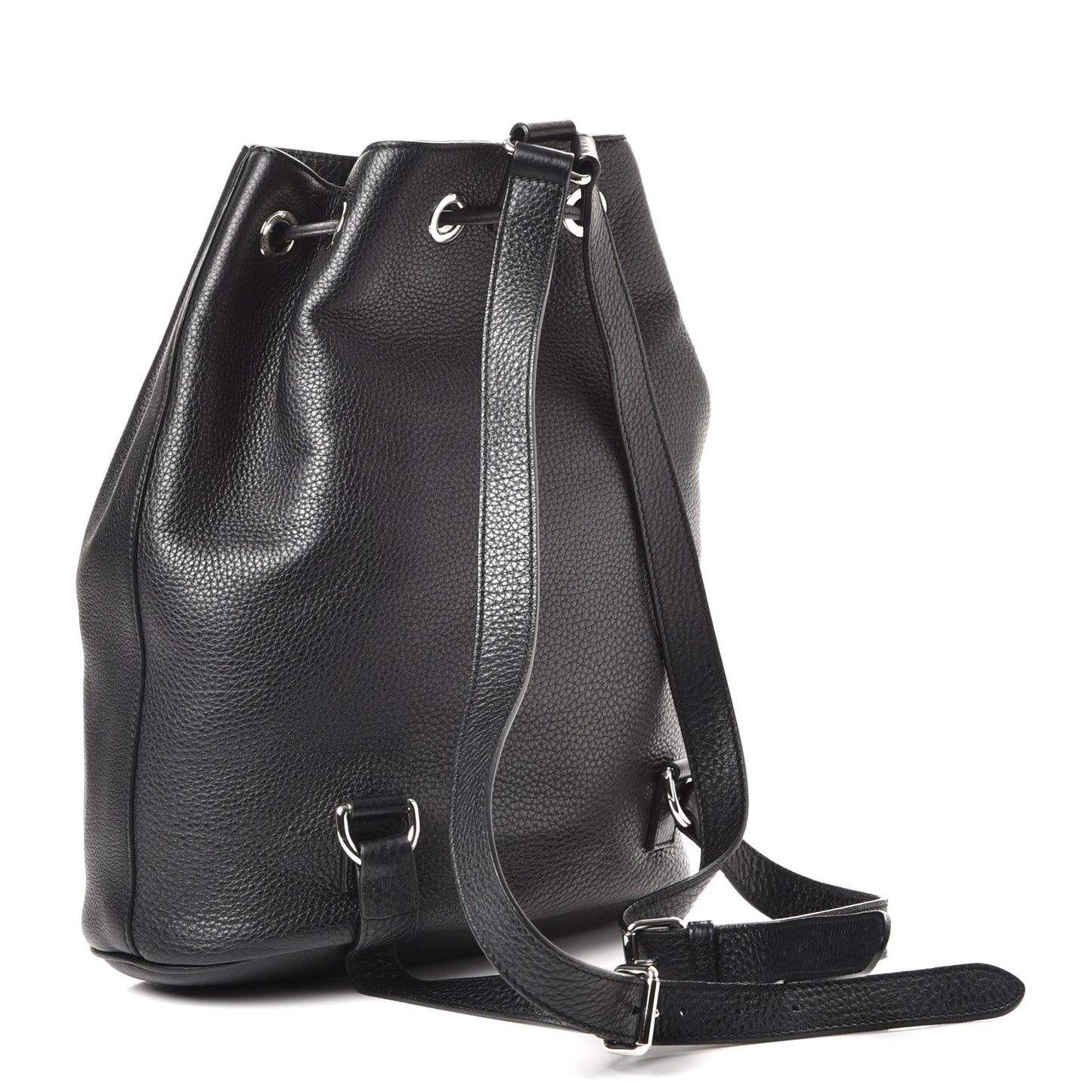 Pebbled Calfskin Small Soho Drawstring Backpack Black