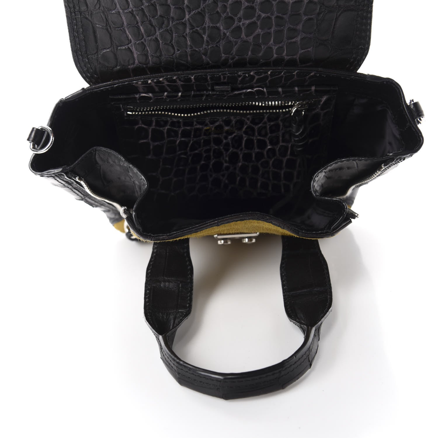 3.1 Phillip Lim 3.1 Calf Hair Calfskin Crocodile Embossed Mini Pashli Satchel Antique Grey Olive 5 of 10