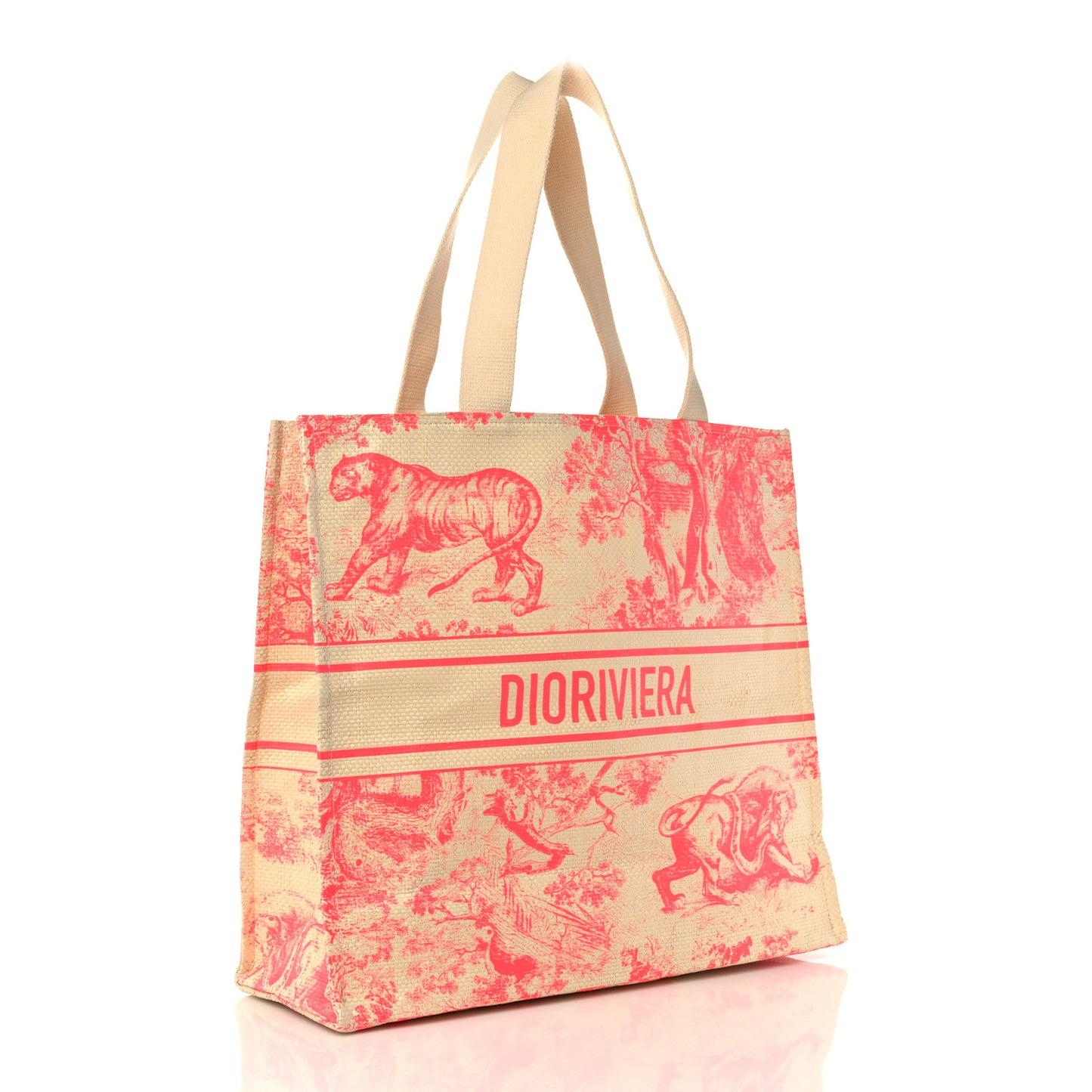 Straw Dioriviera Tote Pink