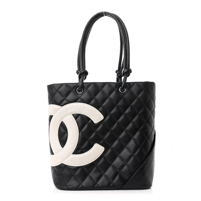 Chanel Calfskin Quilted Medium Cambon Tote Black White 1 of 11