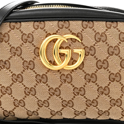 Gucci Monogram Matelasse Diagonal Small GG Marmont Chain Shoulder Bag Beige Black 8 of 10