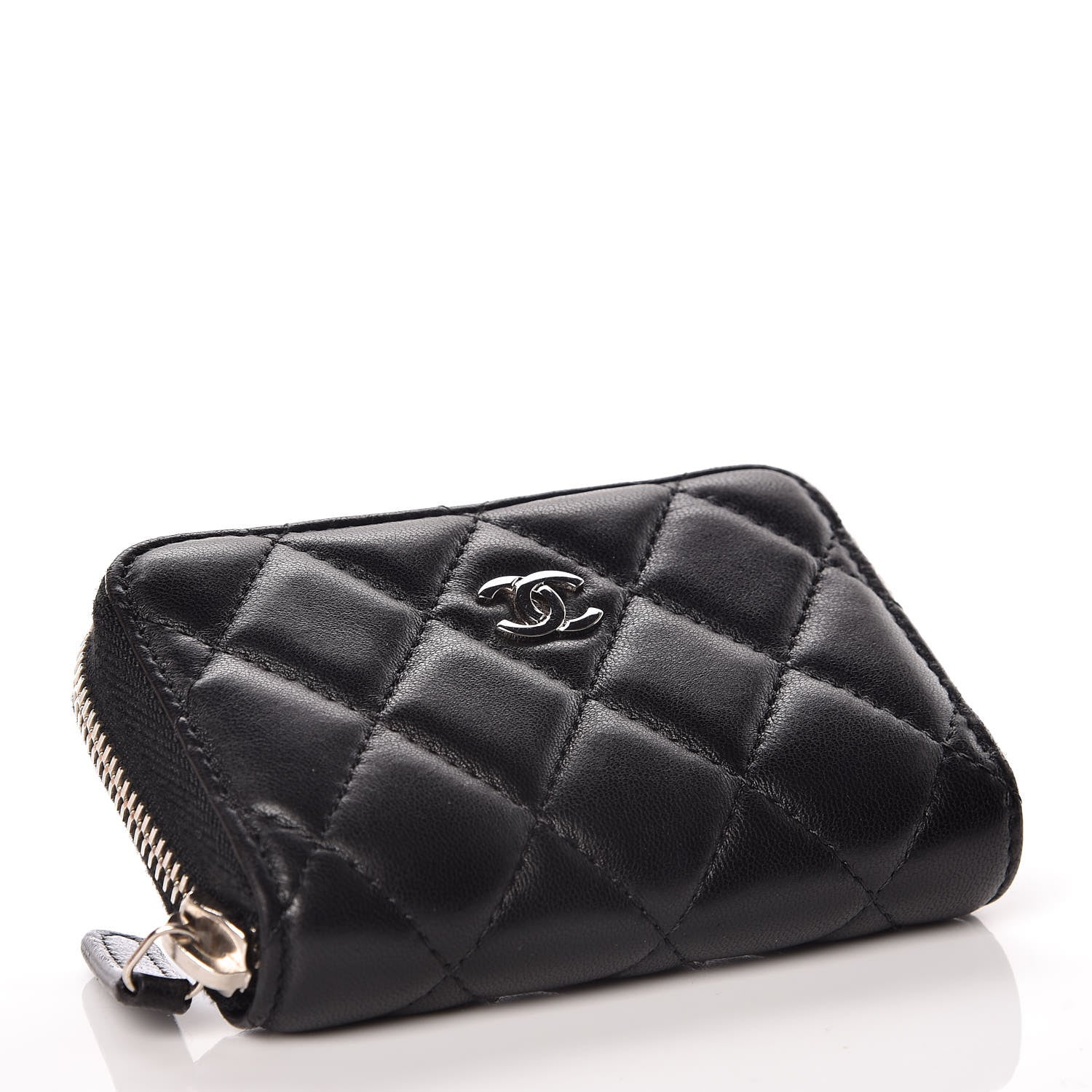 Chanel Lambskin Quilted Zip Coin Purse Black 4 of 10