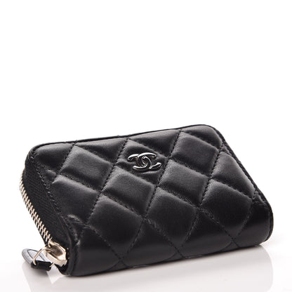 Chanel Lambskin Quilted Zip Coin Purse Black 4 of 10