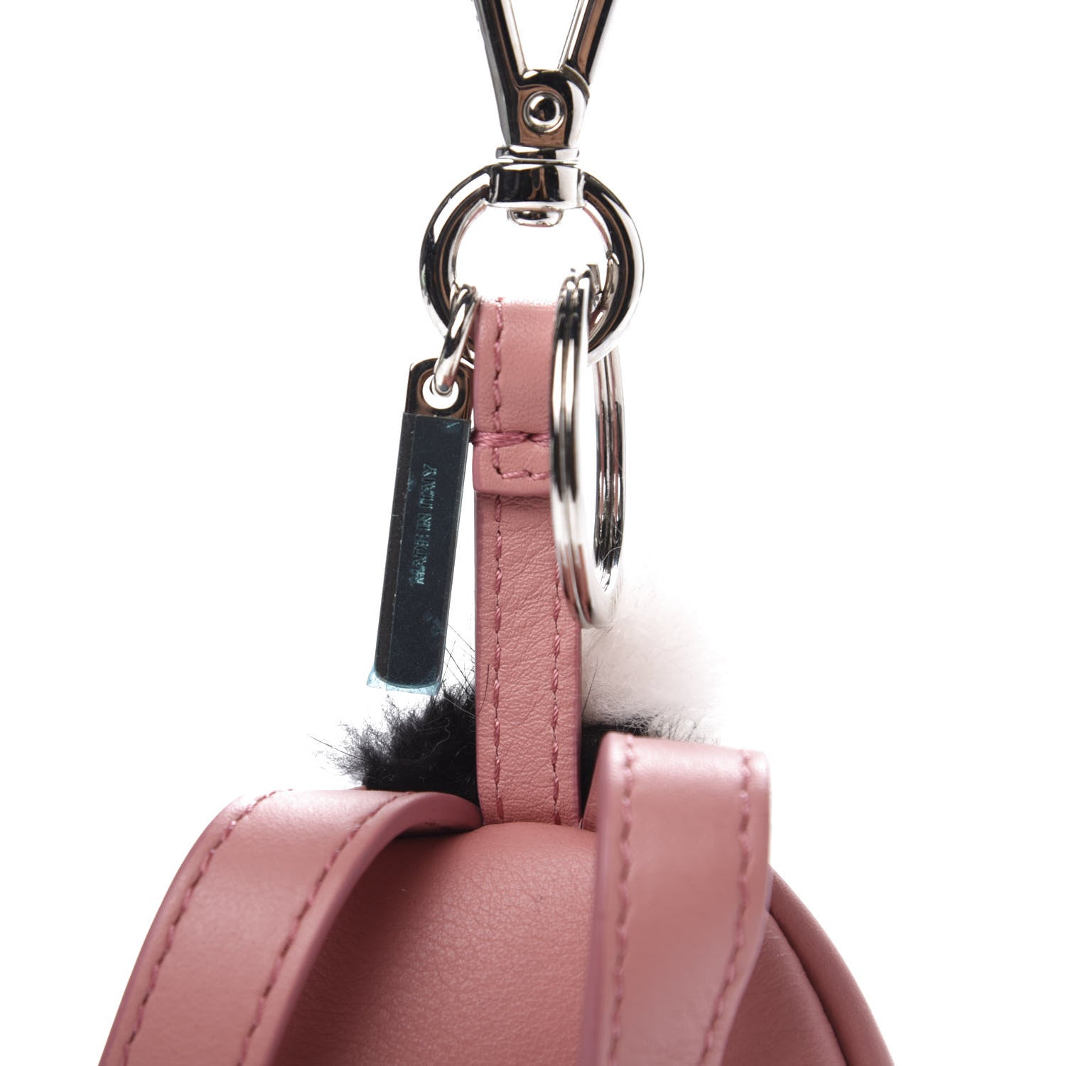 Fendi Vitello Dolce Elaphe Crystal Nutria Fox Fur Monster Eyes Mini Backpack Charm Bois de Rose Black Multicolor 7 of 8