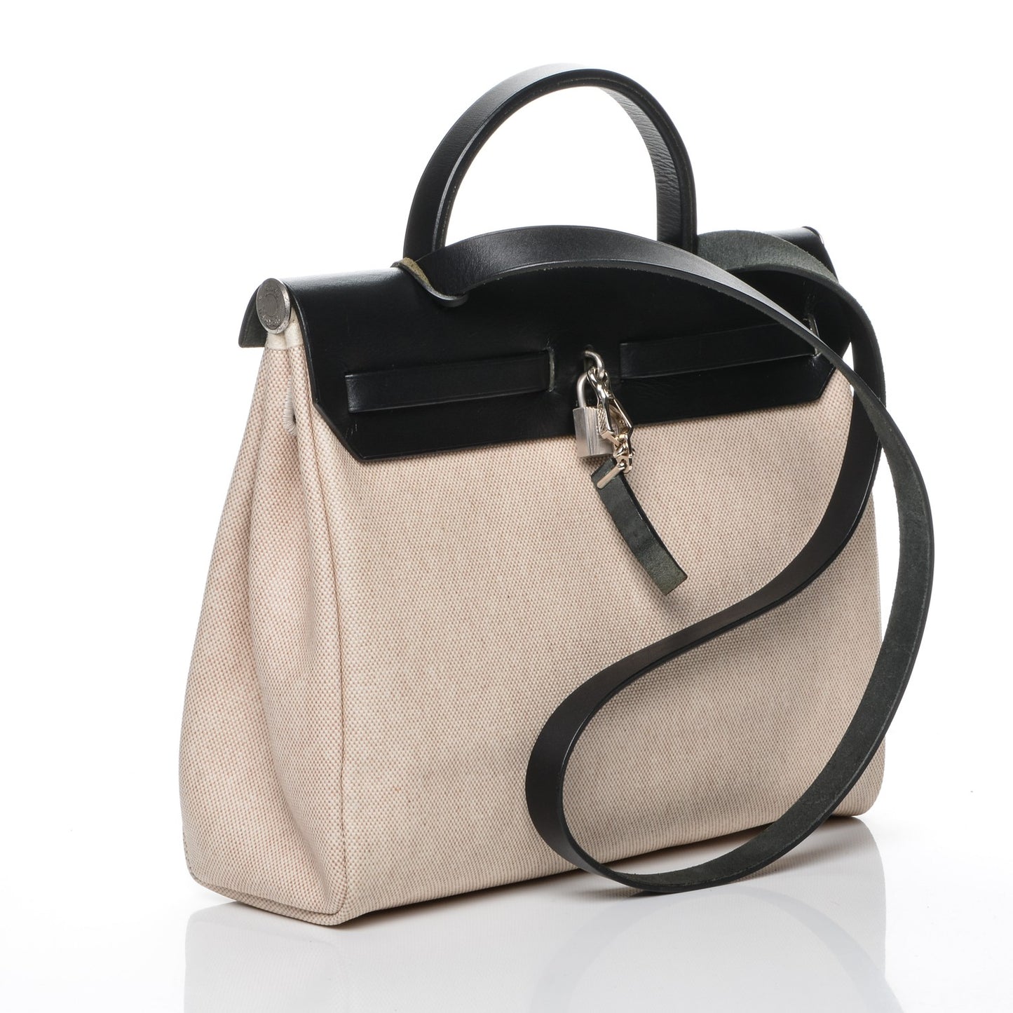 Toile Vache Calfskin Herbag 30 PM Natural Black