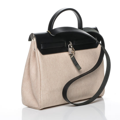 Hermes Toile Vache Calfskin Herbag 30 PM Natural Black 3 of 16