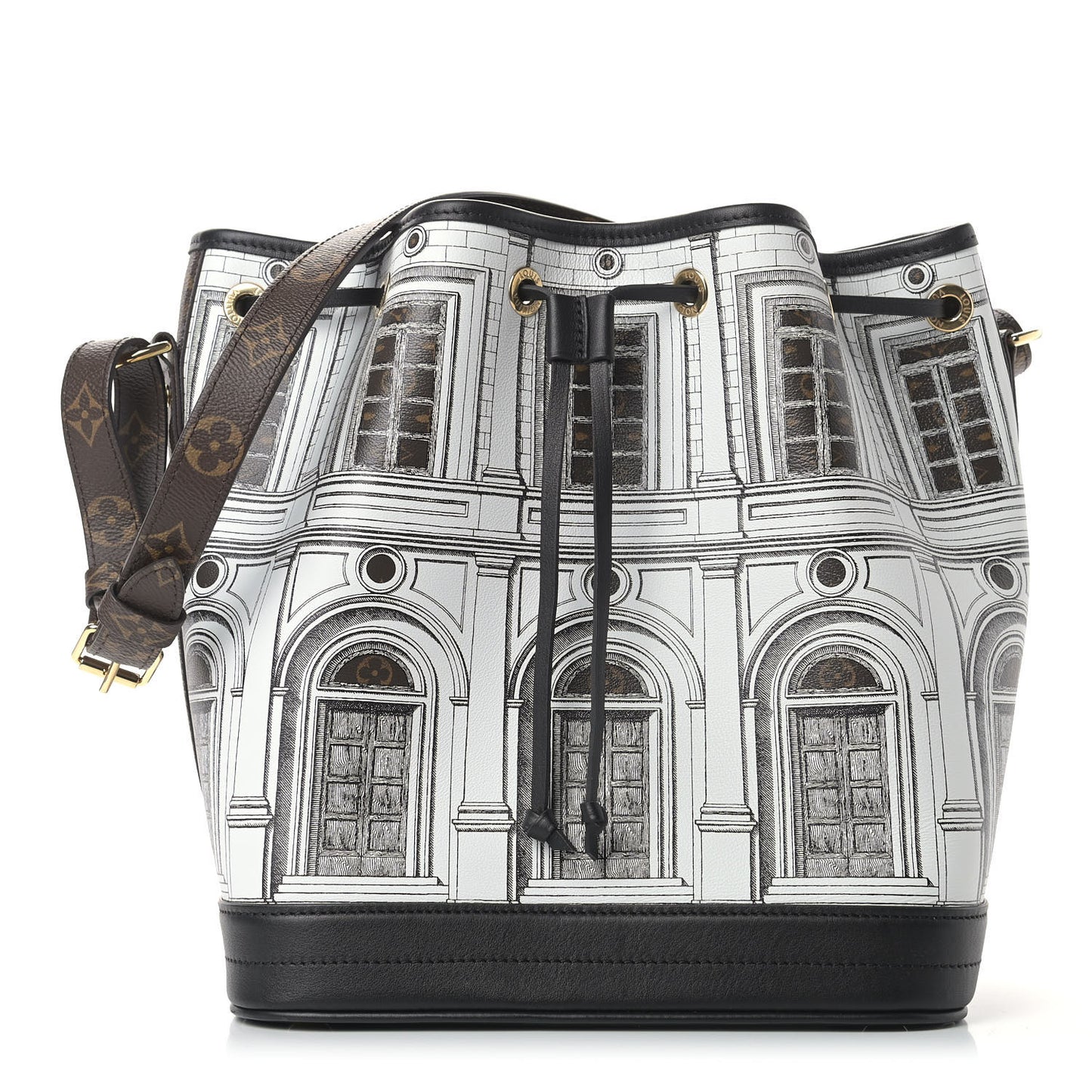 X FORNASETTI Calfskin Architettura Noe MM Black White