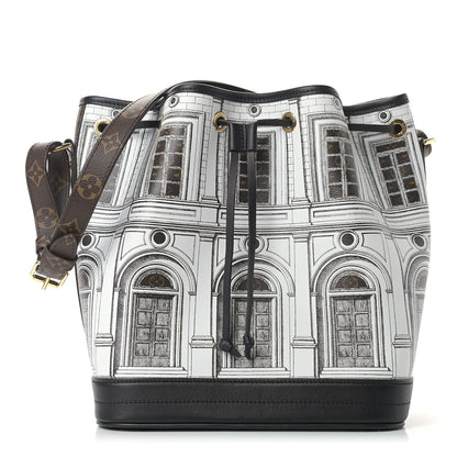 Louis Vuitton X FORNASETTI Calfskin Architettura Noe MM Black White 1 of 9
