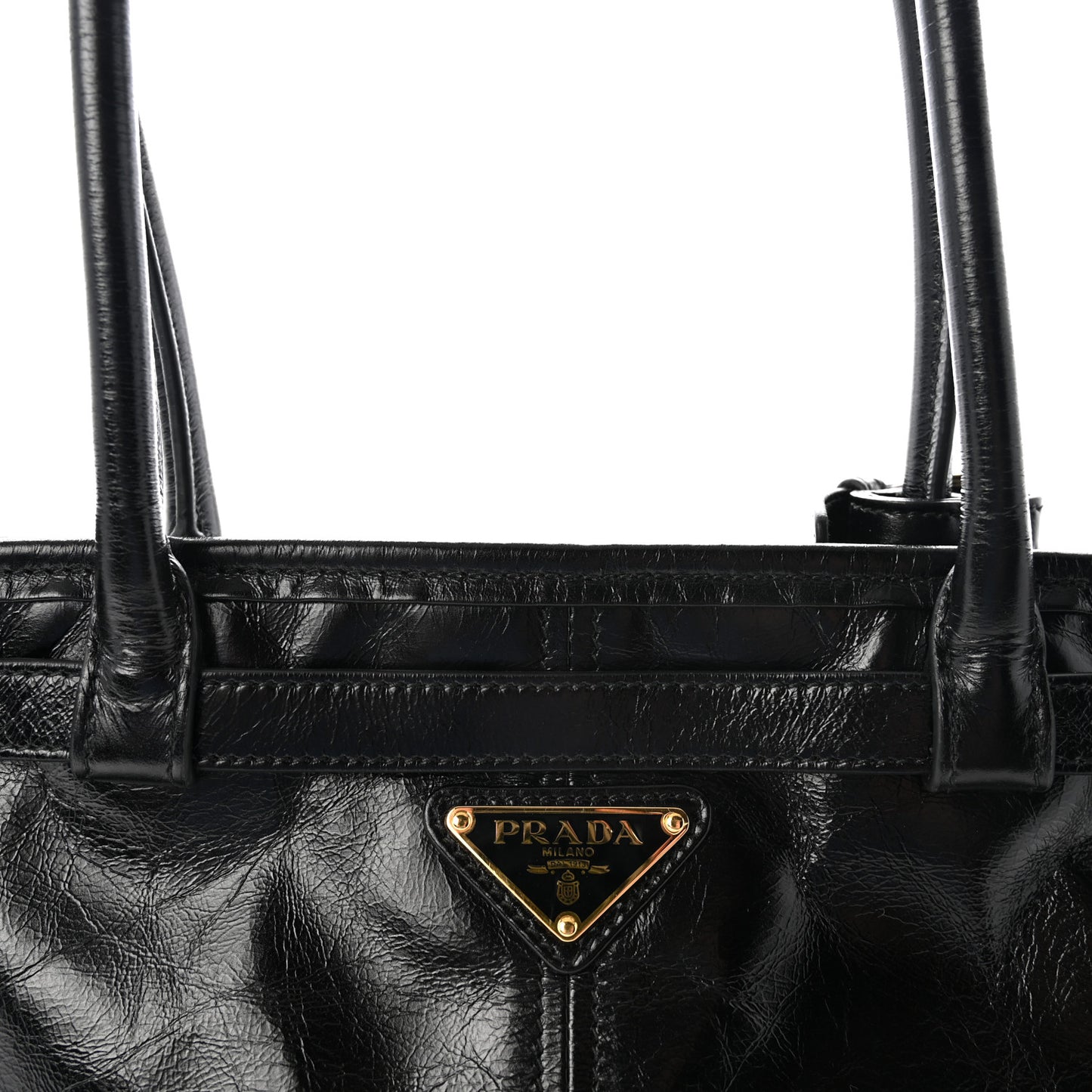 Glossy Calfskin Triangle Large Bonnie Shoulder Bag Black