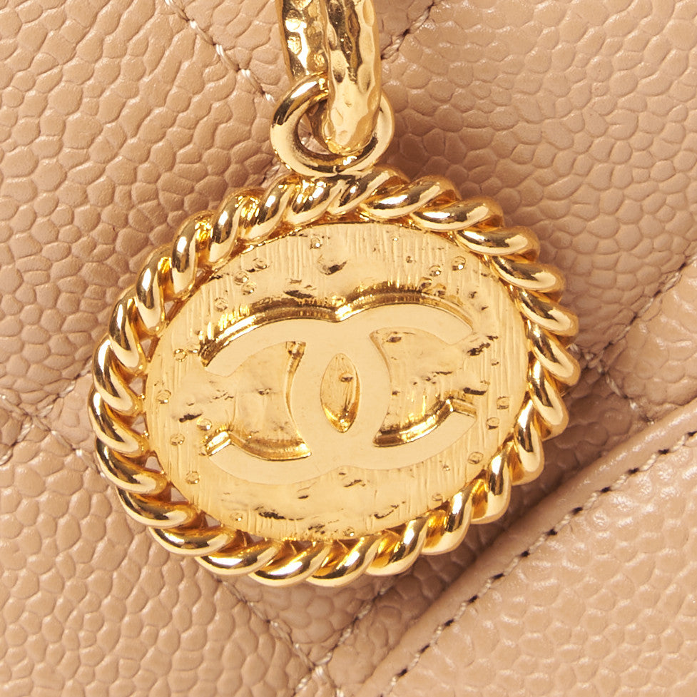 Caviar Quilted Medallion Tote Beige