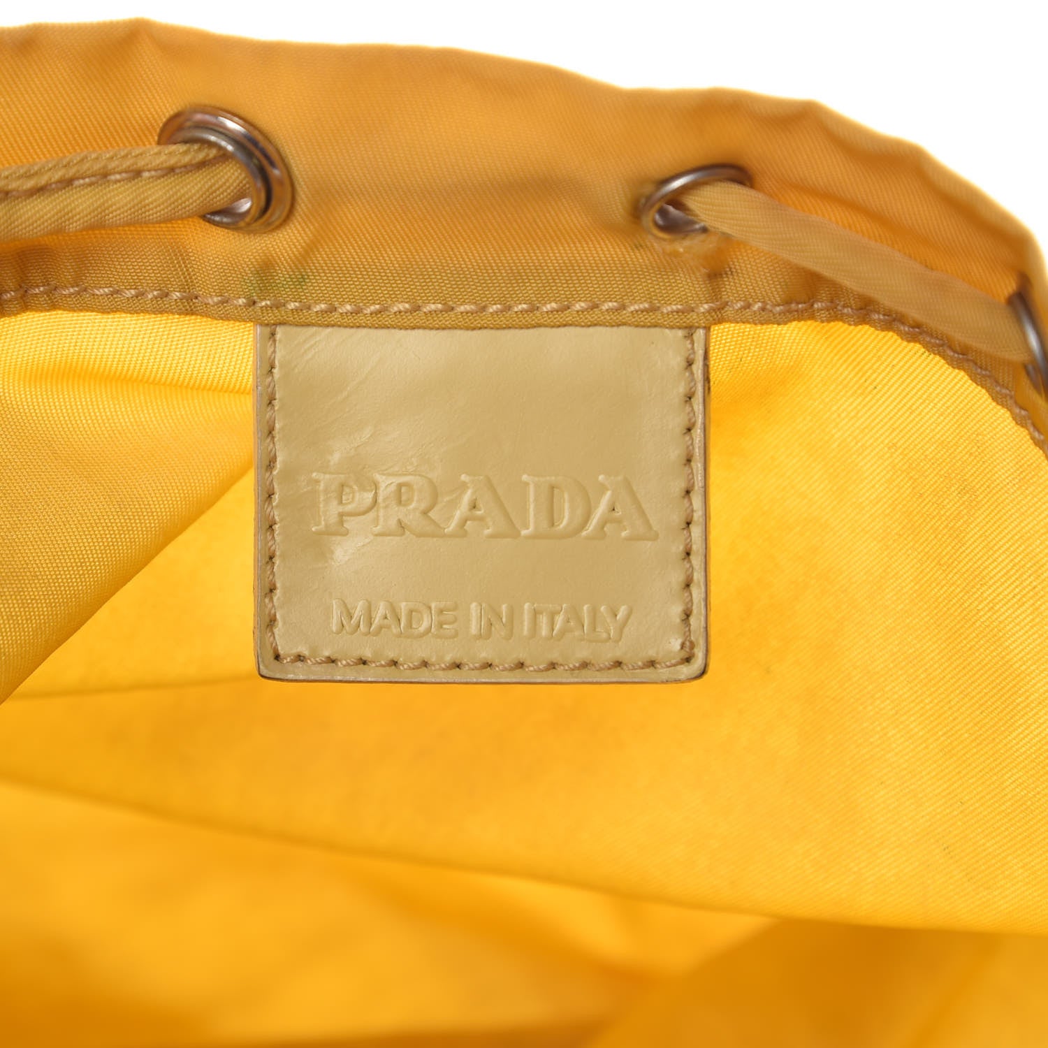 Prada Tessuto Nylon Drawstring Pouch Yellow 6 of 14