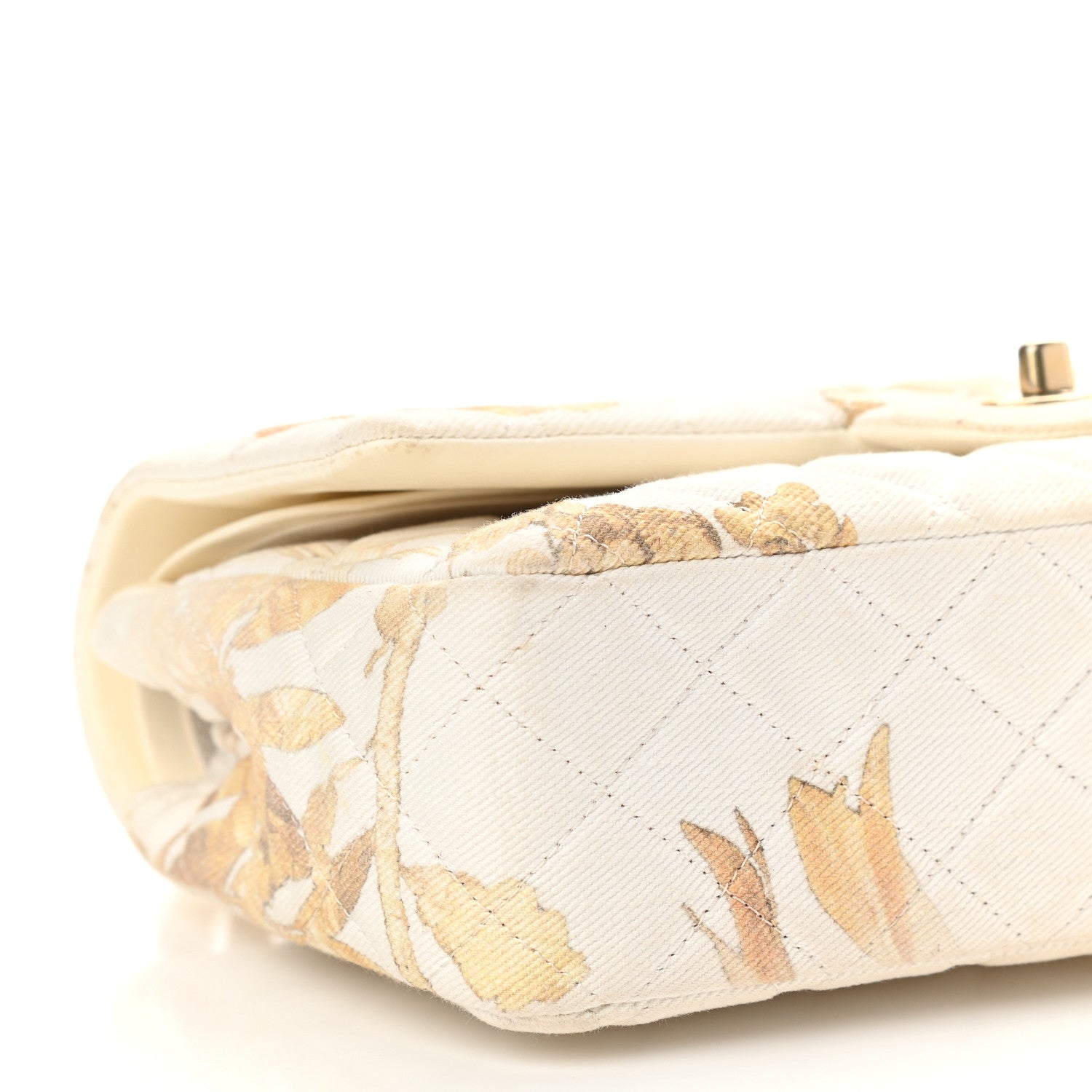 Chanel Denim Floral Printed Medium Double Flap Beige 8 of 13