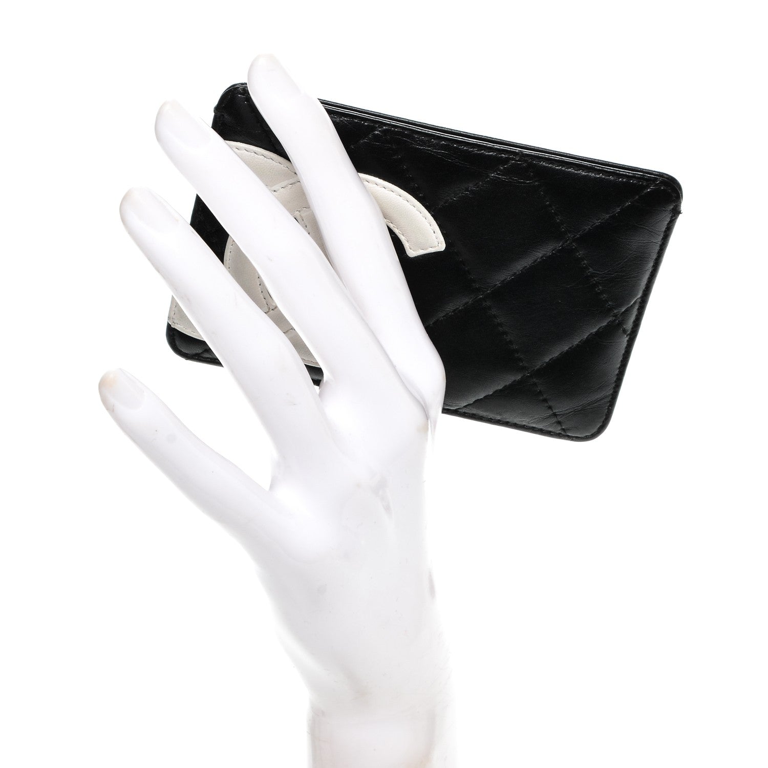 Chanel Calfskin Quilted Cambon Card Holder Black White 2 of 7