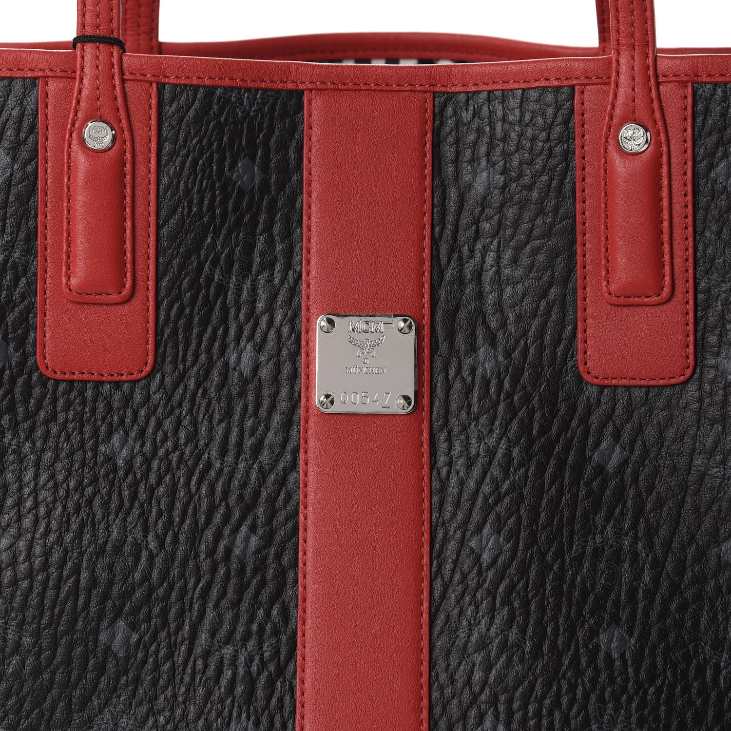 MCM Visetos Medium Liz Reversible Shopper Tote Black Red 8 of 15