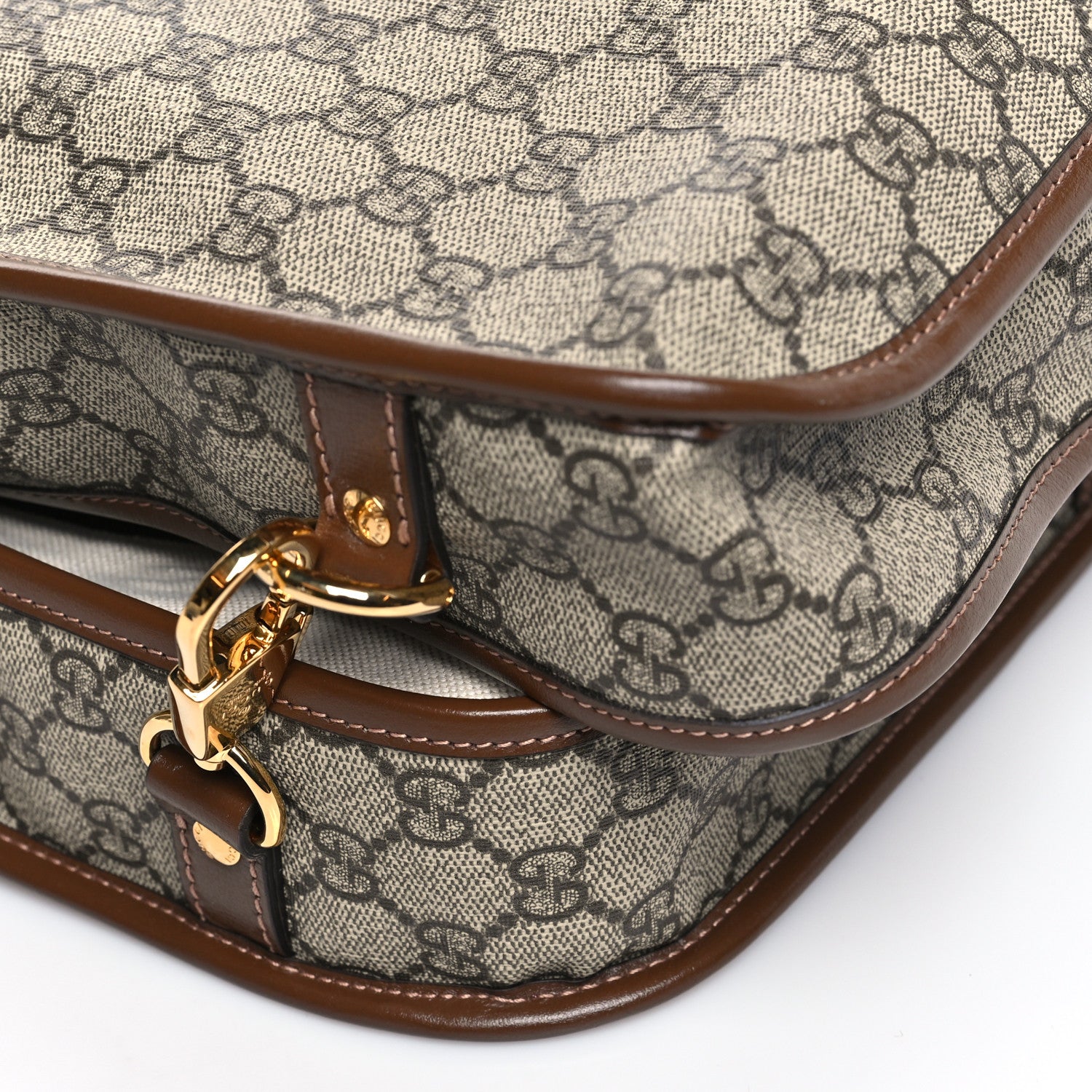 Gucci GG Supreme Monogram Azalea Calfskin Retro Interlocking G Garment Bag Beige Ebony Brown Sugar 8 of 9