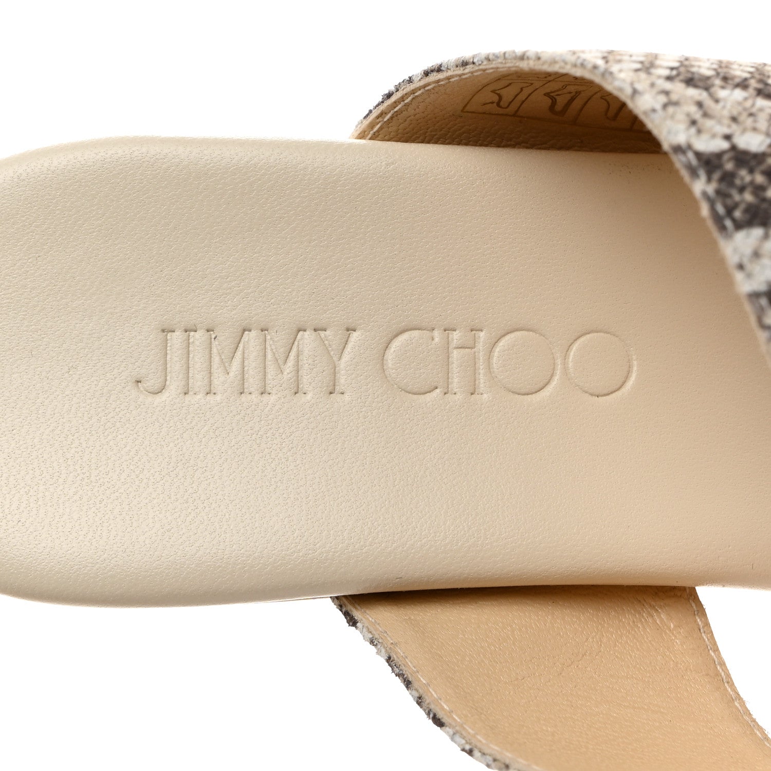 Jimmy Choo Snakeskin Cork Parker Wedge Sandals 38.5 Natural 6 of 9