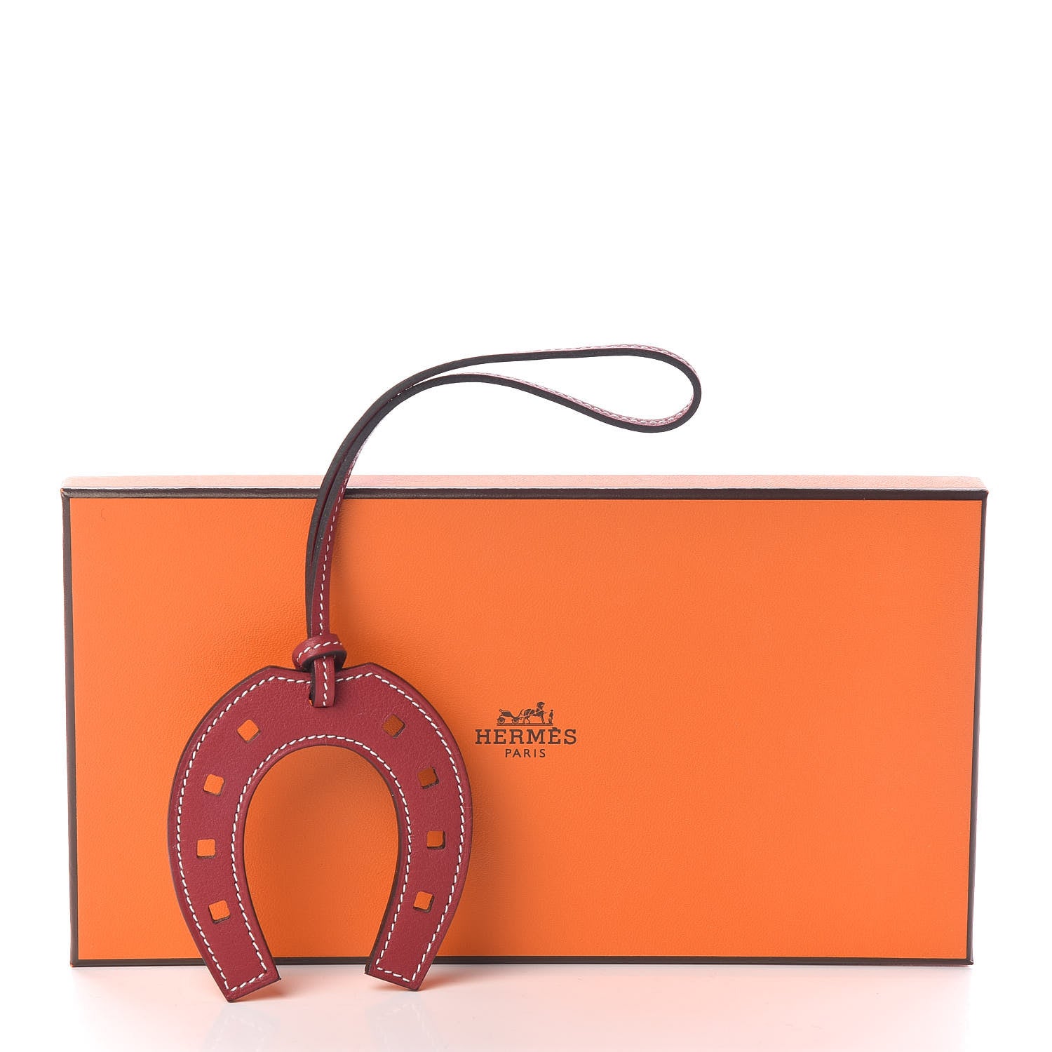Hermes Swift Paddock Horseshoe Bag Charm Rouge Grenat 4 of 4