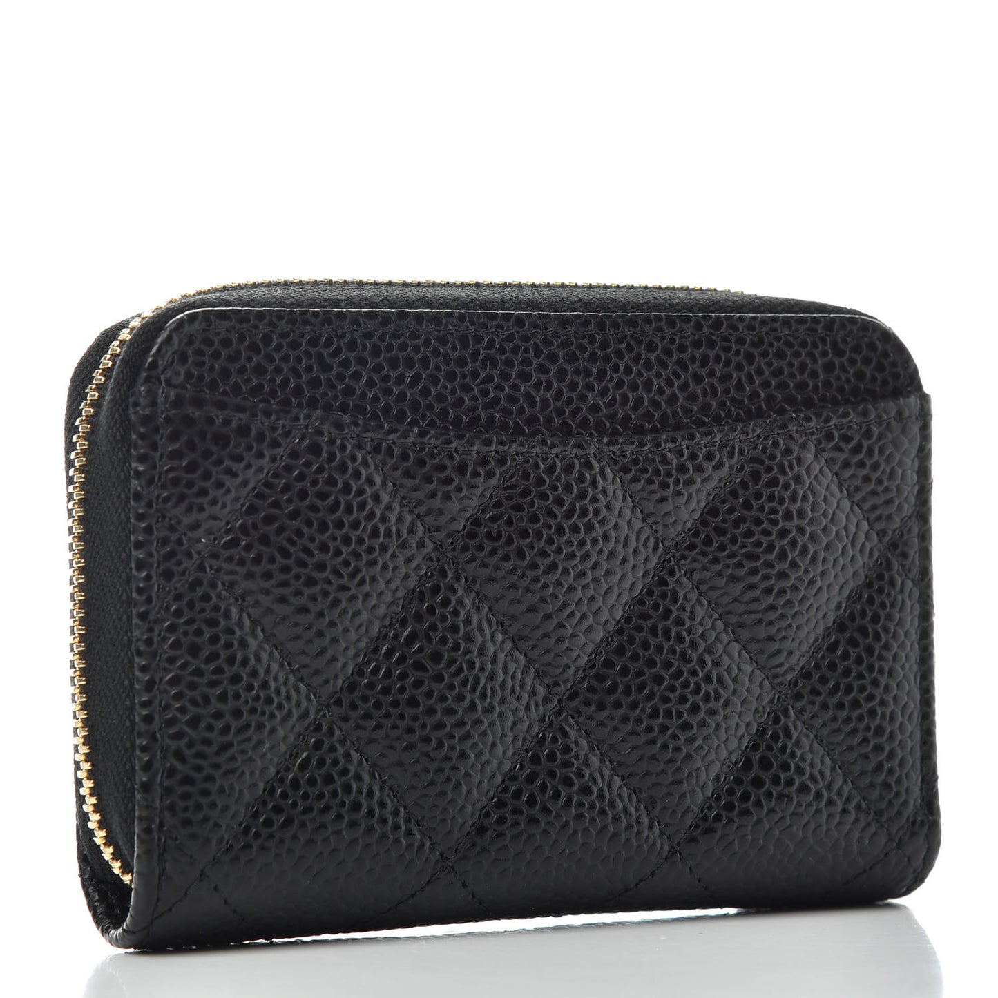 Caviar Quilted Zip Coin Purse Black