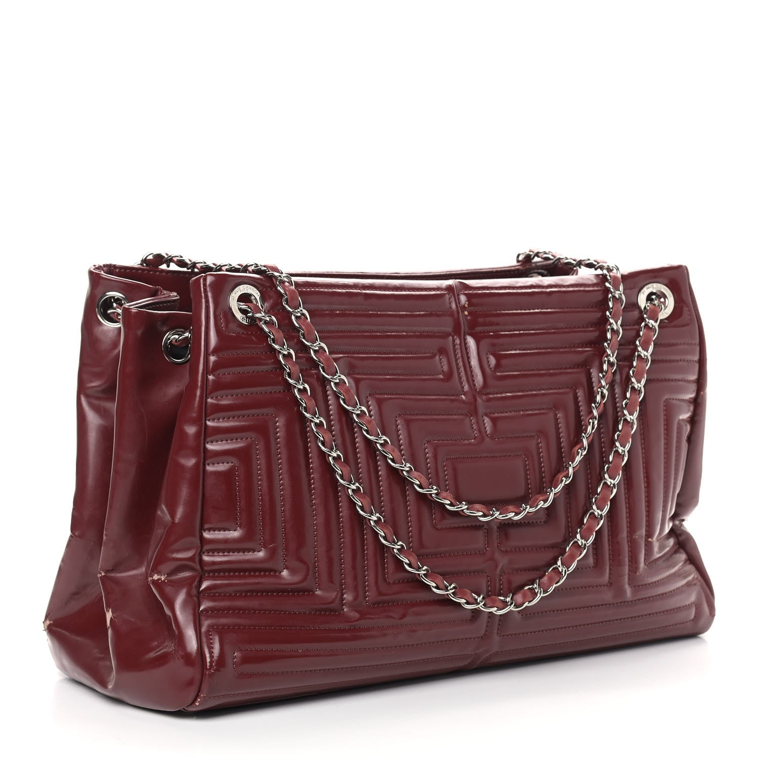 Chanel Vinyl Coco Ming Tote Dark Red 2 of 19
