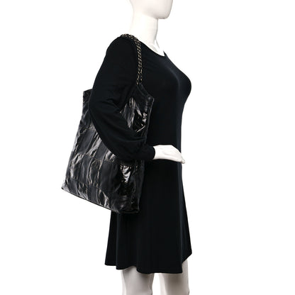 Chanel Lambskin Patent Calfskin Brooklyn Patchwork Extra Large Hobo Black 2 of 10