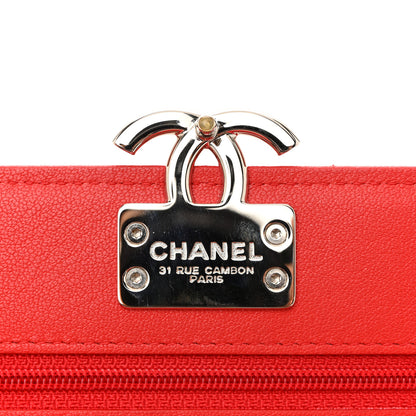 Chanel Grained Calfskin Quilted CC Box Wallet On Chain WOC Red 6 of 15