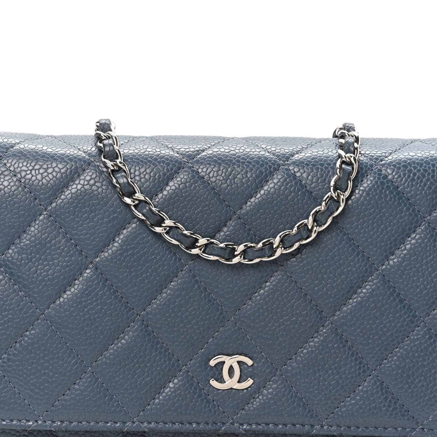Chanel Caviar Quilted Wallet on Chain WOC Blue 9 of 12