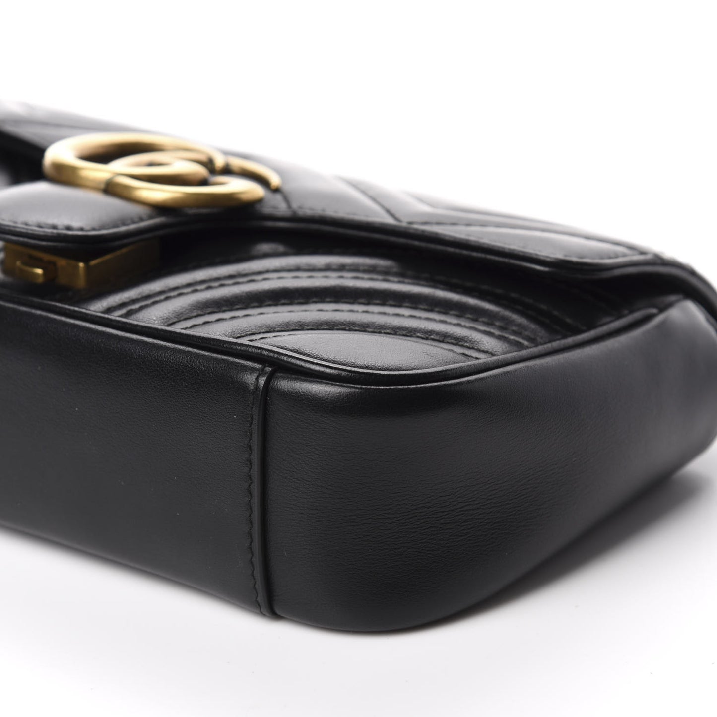 Calfskin Matelasse Mini GG Marmont Shoulder Bag Black