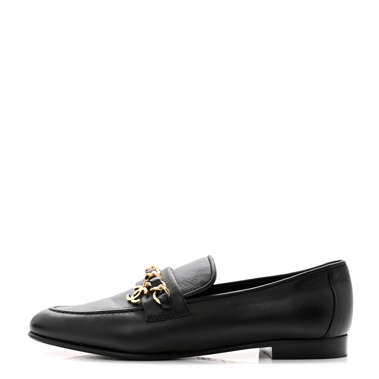 Chanel Lambskin CC Chain Mocassin Loafers 37 Black 1 of 10
