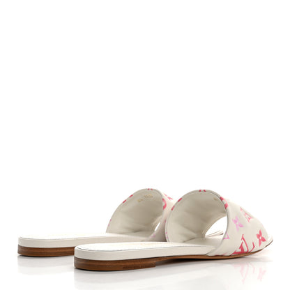 Louis Vuitton Lambskin Embossed Monogram By The Pool Revival Flat Mules 39.5 White Pink 5 of 9