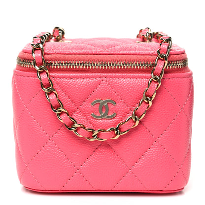 Chanel Caviar Quilted Mini Vanity Case With Chain Pink 1 of 11