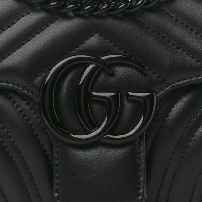 Gucci Calfskin Matelasse Monochrome Small GG Marmont Shoulder Bag Black 8 of 10