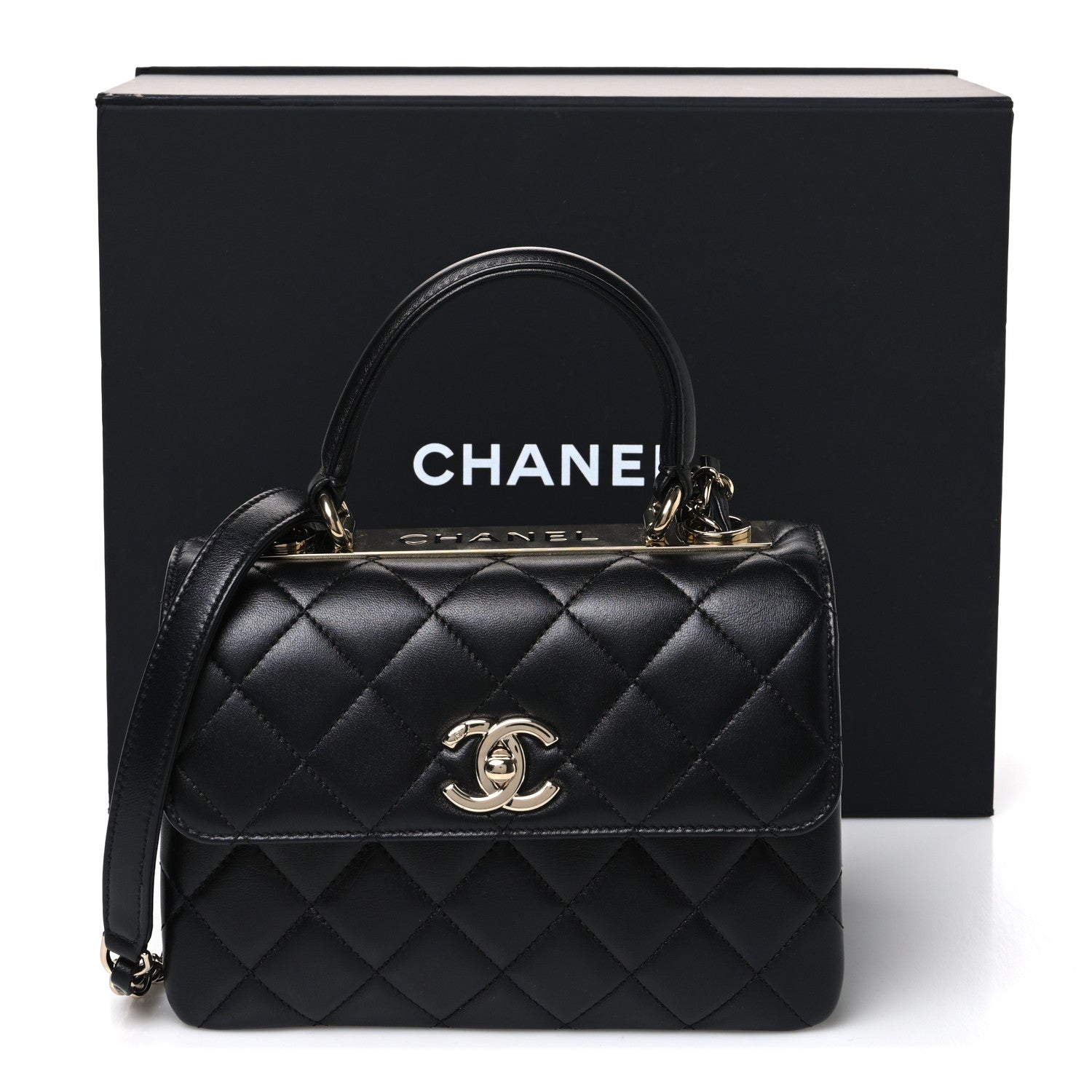 Chanel Lambskin Quilted Mini Trendy CC Dual Handle Flap Bag Black 12 of 12