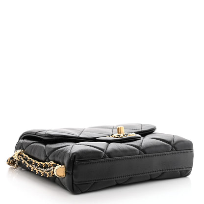 Chanel Lambskin Quilted Mini Crush On Chains Flap Bag Black 4 of 10