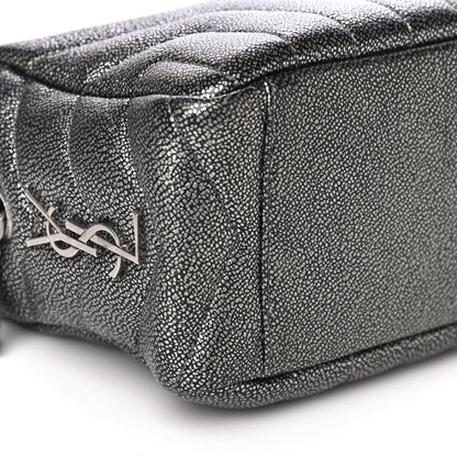 Saint Laurent Metallic Grain De Poudre Y Quilted Monogram Small Loulou Bowling Bag Gun Metal 8 of 16