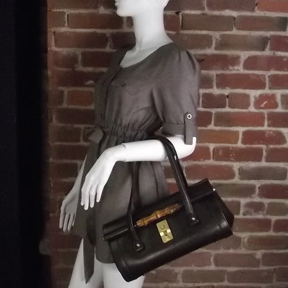 Gucci Leather Bamboo Bullet Satchel Brown 2 of 9
