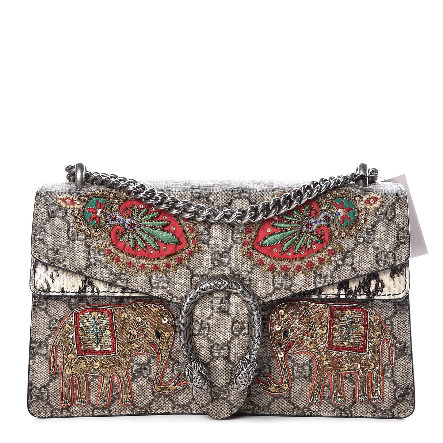 GG Supreme Monogram Elaphe Elephant Embroidered Small Dionysus Shoulder Bag