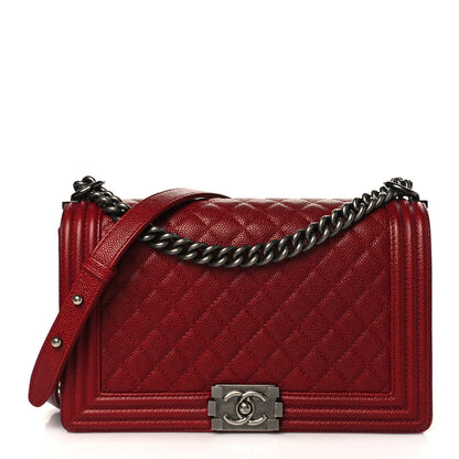 Chanel Caviar Quilted New Medium Boy Flap Dark Red 1 of 10