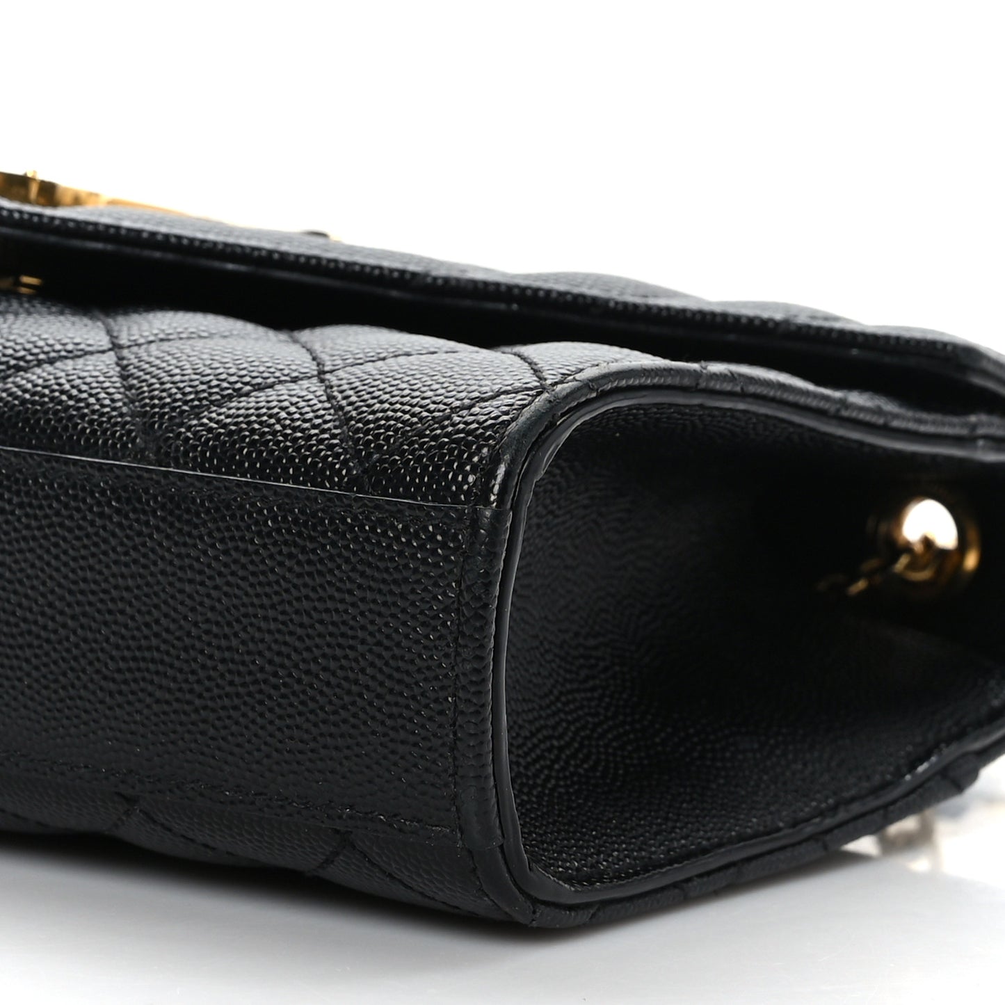 Grain De Poudre Textured Mixed Matelasse Triquilt Small Monogram Satchel Black