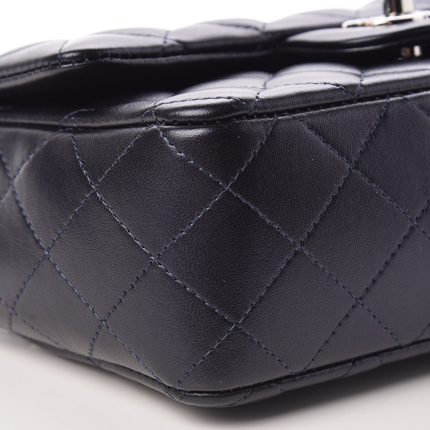 Chanel Metallic Lambskin Quilted Mini Rectangular Flap Navy 9 of 11