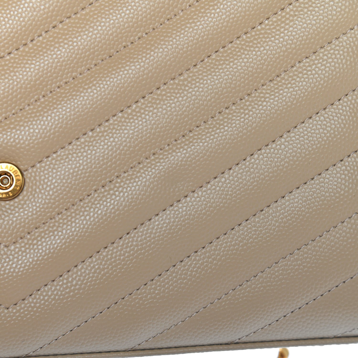Saint Laurent Grain De Poudre Matelasse Chevron Monogram Chain Wallet Nude Powder 10 of 10