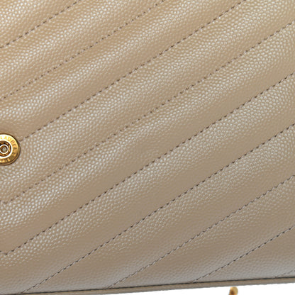 Saint Laurent Grain De Poudre Matelasse Chevron Monogram Chain Wallet Nude Powder 10 of 10