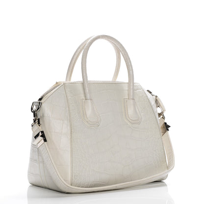 Givenchy Calfskin Crocodile Embossed Small Antigona White 3 of 15