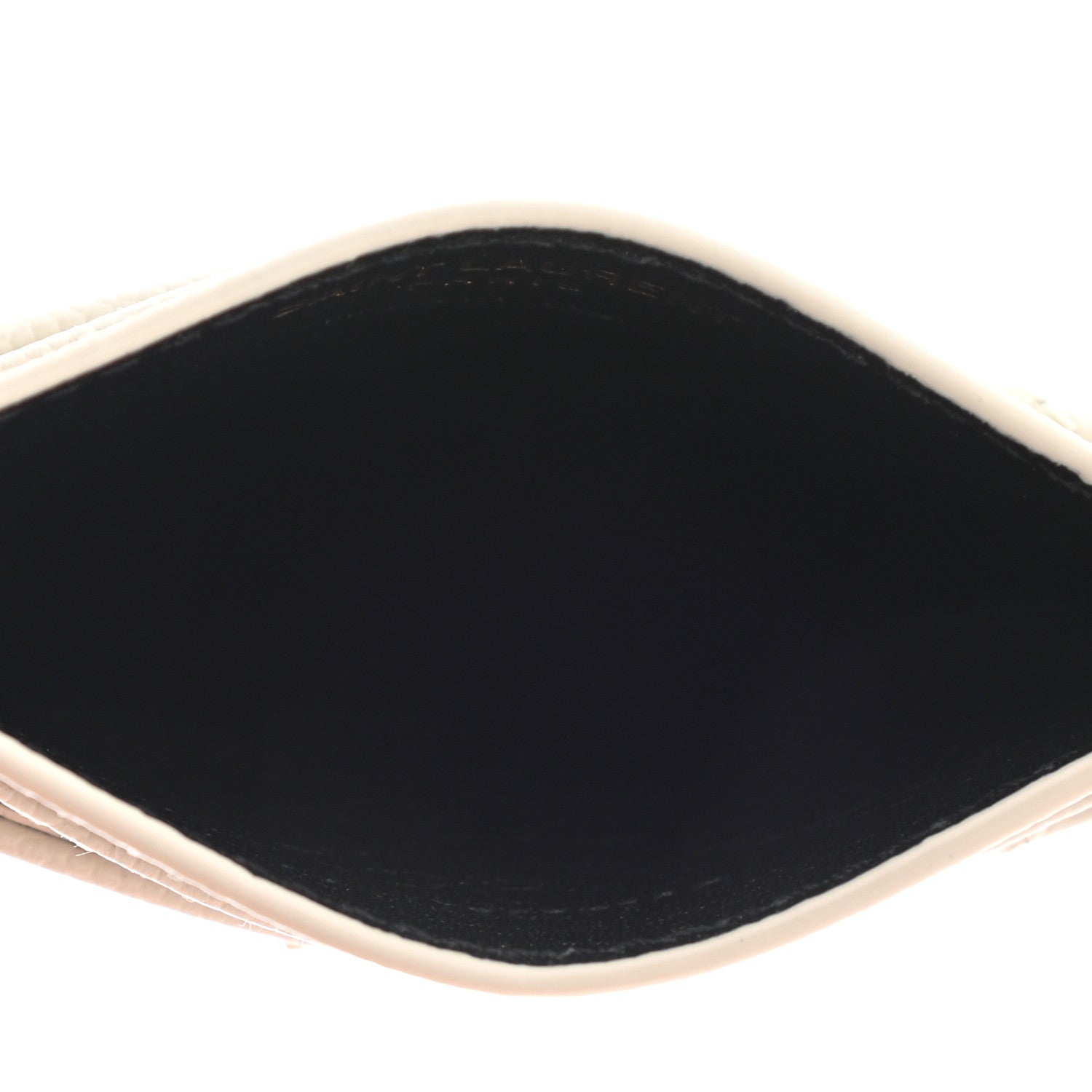 Saint Laurent Grain De Poudre Matelasse Chevron Monogram Credit Card Case Crema Soft 5 of 7