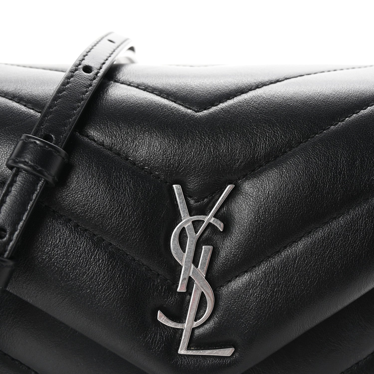 Saint Laurent Calfskin Y Quilted Monogram Toy Loulou Crossbody Bag Black 7 of 9