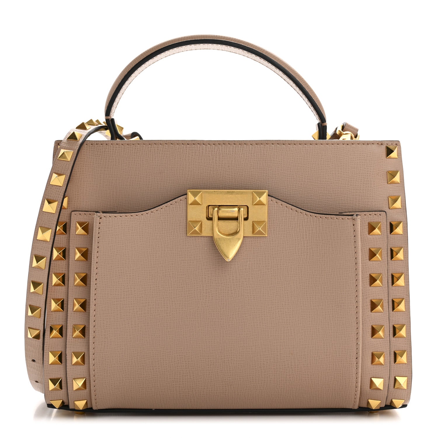 Valentino Garavani Vitello Small Rockstud Alcove Top-Handle Bag Rose Cannelle 1 of 14