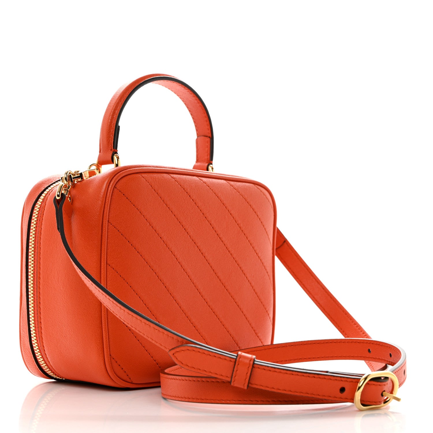 Gucci Sakai Be Green Calfskin Diagonal Stitched Small Blondie Shoulder Bag Orange 2 of 10