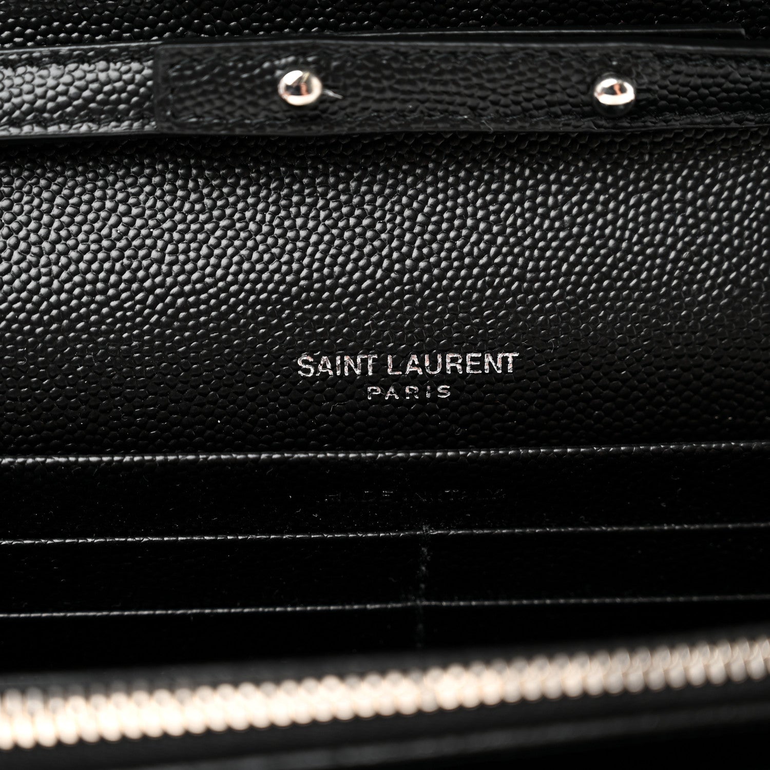 Saint Laurent Grain De Poudre Mixed Matelasse Triquilt Monogram Chain Wallet Black 5 of 8